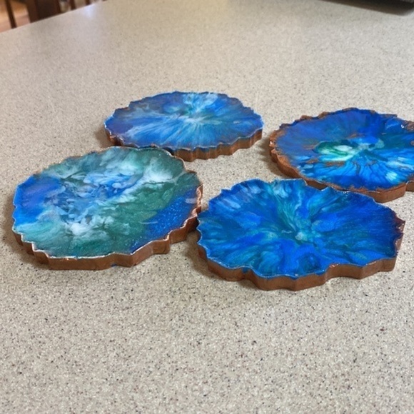 Hand Crafted Blue and Green Coasters - Picture 6 of 6